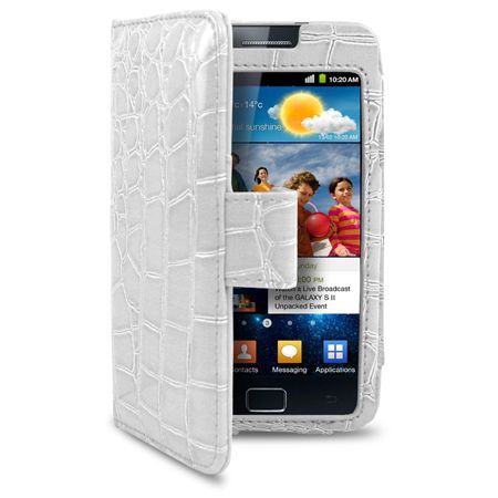 London Magic Store   White Croc Skin Wallet Case For Samsung Galaxy S2 