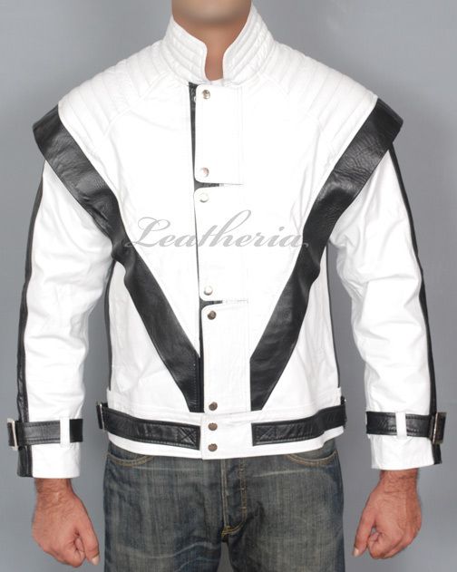 MICHAEL JACKSON WHITE THRILLER Leather Jacket S M L XL  
