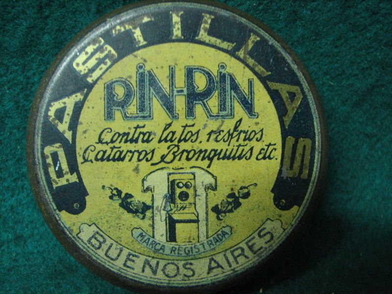 Antique RIN RIN Cough, Colds Tablets Tin from Argentina  