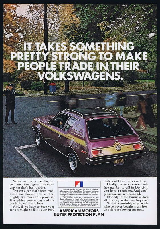1972 AMC American Motors Gremlin X Purple Gold Car Ad  