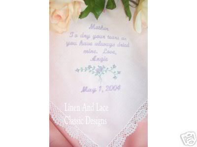 LLCD Mother Bride Groom Tears Poem hankie wedding gift  