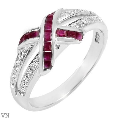 Diamond and Ruby 14K White Gold Ring Size 7 + Appraisal  