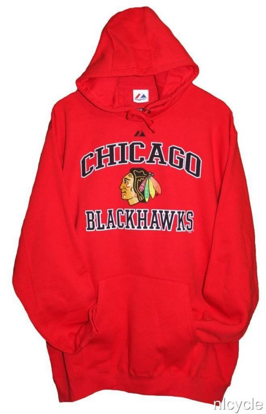 Chicago BLACKHAWKS NHL Heavier Weight Red MAJESTIC HOODIE XL  