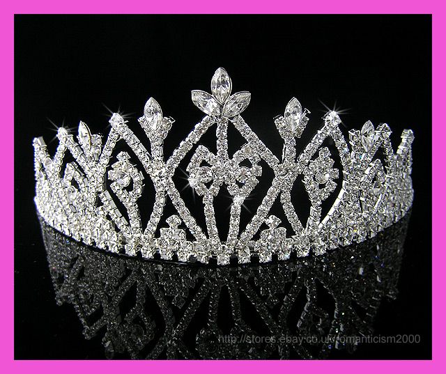 Wedding/Bridal crystal veil tiara crown headband CR136  
