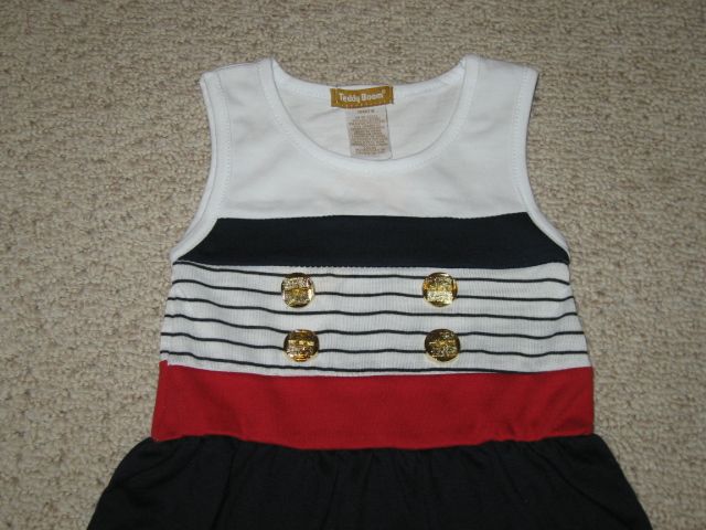 NEW Sailor Buttons NAVY Dress Girl Summer Clothes 12m  