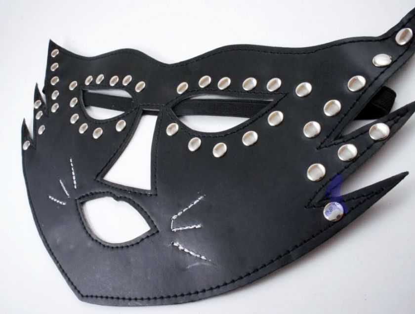 PU Leather Halloween Masquerade Masks  Studded Black Hero Zorro Cat 