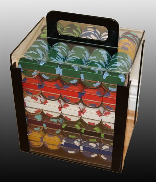 NEW 1000 CASINO POKER CHIPS CARRIER WITH ACRYLIC RACKS  