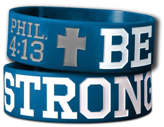 Be Strong Wide Silicone Christian Rubber Wristband  