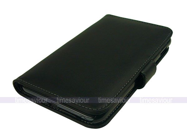 Black Leather Case Cover for Samsung Galaxy Note with Inner Card Slot 