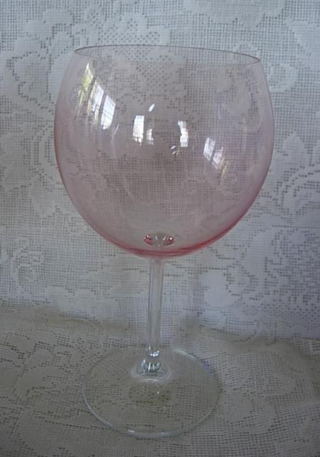 Pink/Peach Blown Glass Balloon Wine Goblet  MORE AVAIL.  