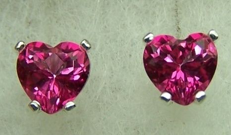 HEART cut Mystic HOT PINK Topaz stud earrings 2ctw ss  