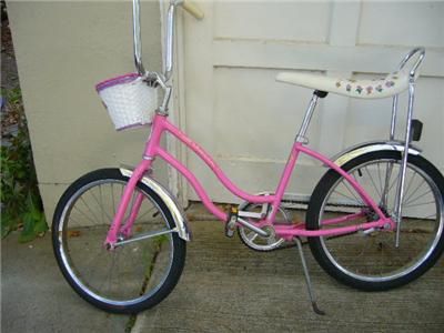 pink banana seat bike