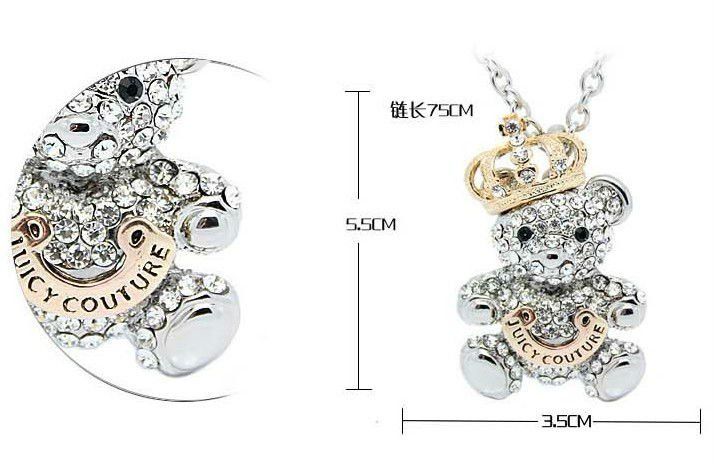 2012 new fashion golden crown Austria crystals teddy bear pendant 