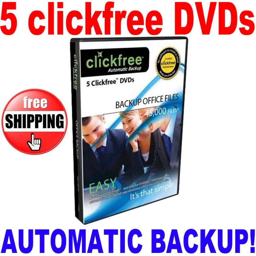 Clickfree Automatic Computer Office File Backup CD DVD 5 PACK NEW 