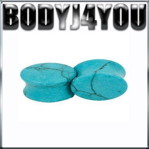 22MM GAUGE SOLID TURQUOISE STONE EAR PLUGS 1 PAIR  