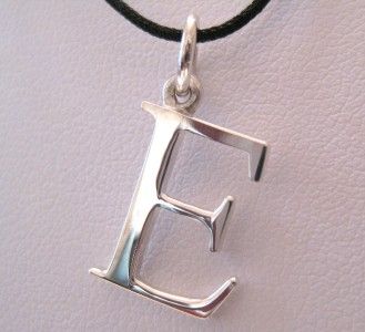 3D Silver Initial Letter Pendant Selectable Font Black Pink String 