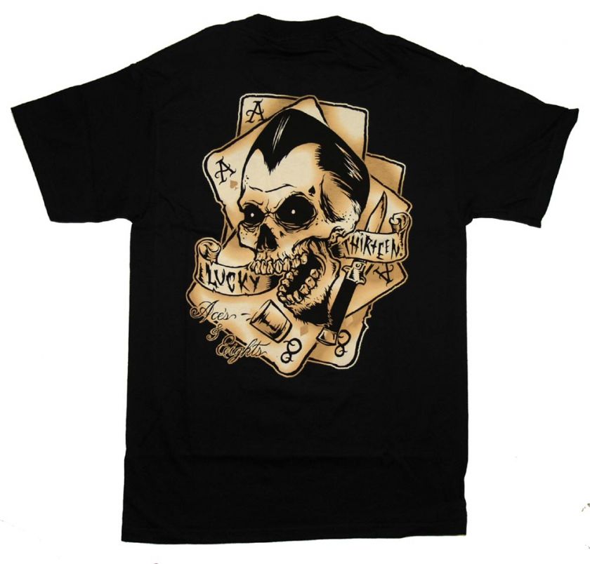 Lucky 13 Skull Aces High Casino T Shirt Tee  